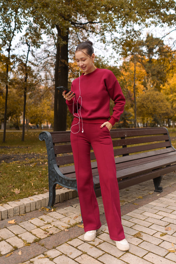 Bordo Sweatshirt & Palazzo Set
