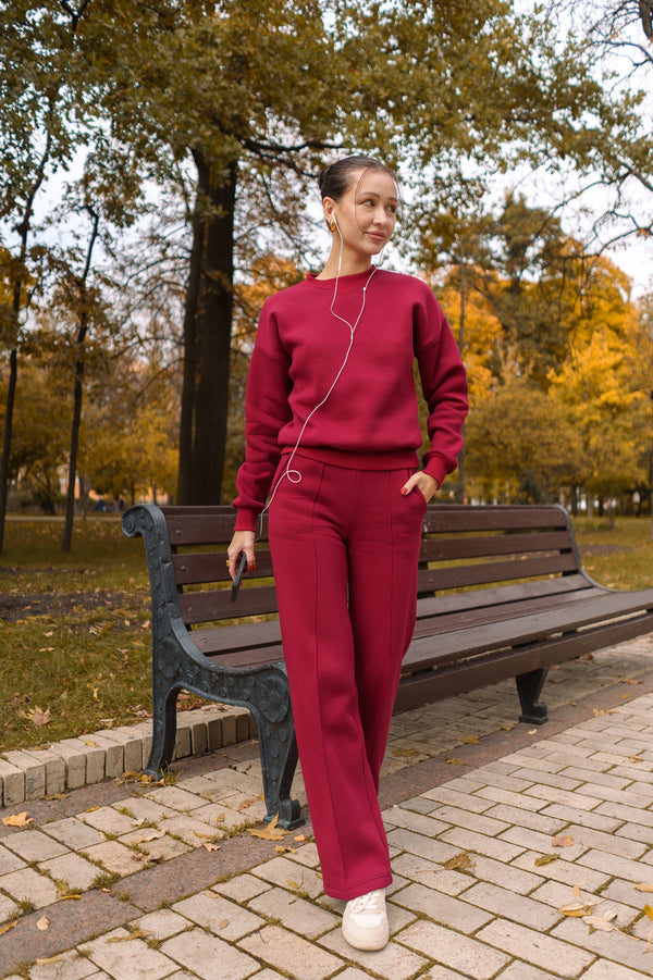 Bordo Sweatshirt & Palazzo Set
