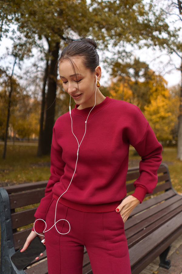 Bordo Sweatshirt & Palazzo Set