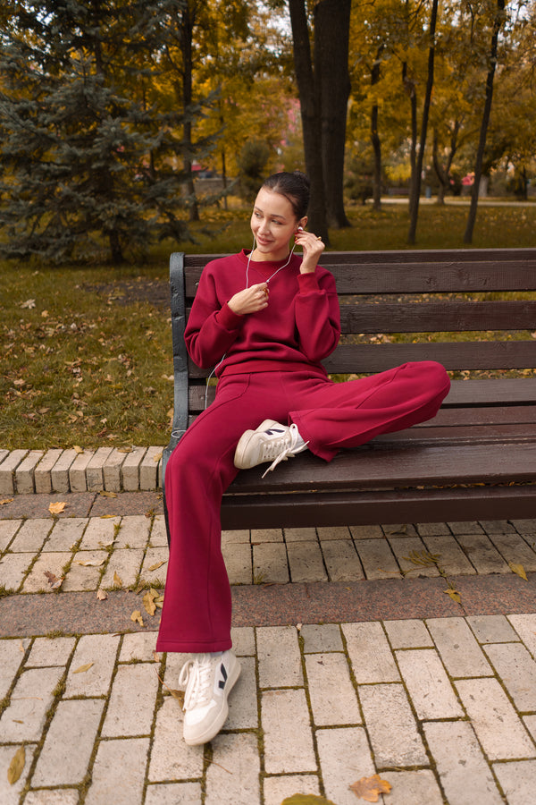 Bordo Sweatshirt & Palazzo Set