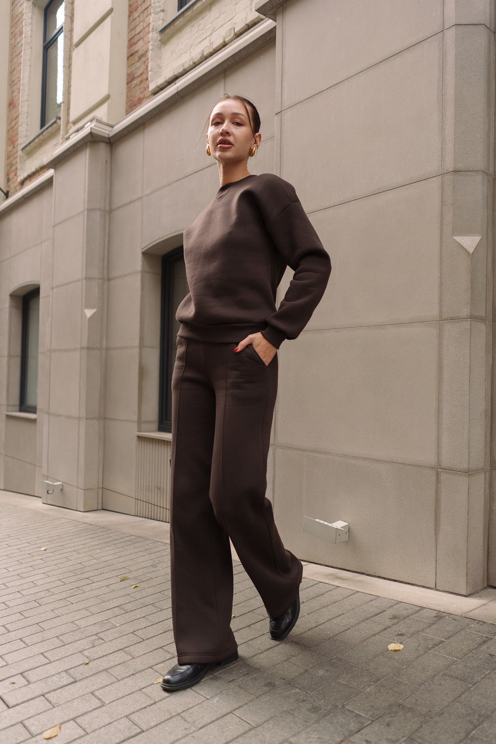 Chocolate Sweatshirt & Palazzo Set
