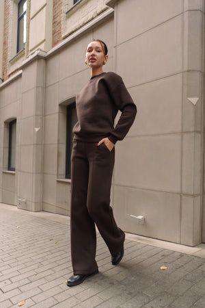 Chocolate Sweatshirt & Palazzo Set