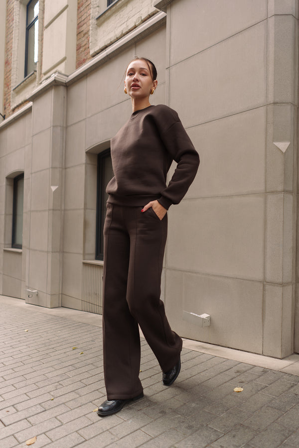 Chocolate Sweatshirt & Palazzo Set