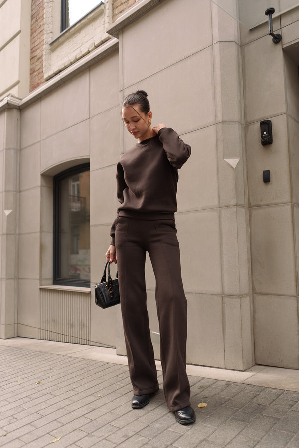 Chocolate Sweatshirt & Palazzo Set