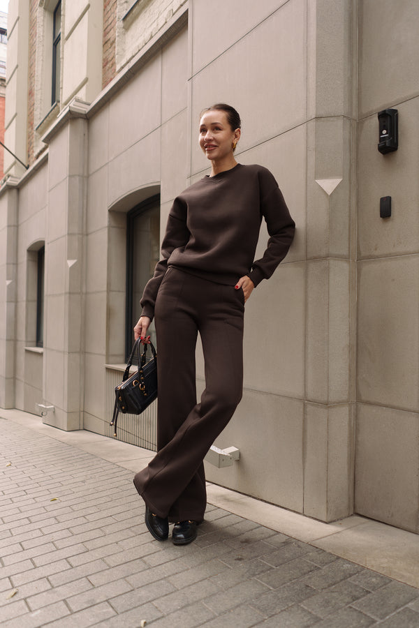 Chocolate Sweatshirt & Palazzo Set