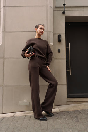 Chocolate Sweatshirt & Palazzo Set