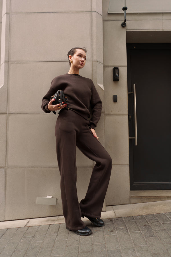 Chocolate Sweatshirt & Palazzo Set