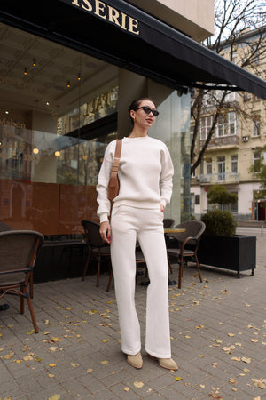 Ivory Sweatshirt & Palazzo Set