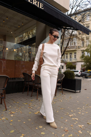 Ivory Sweatshirt & Palazzo Set