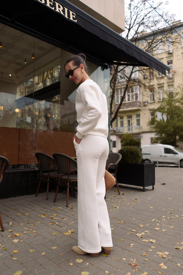 Ivory Sweatshirt & Palazzo Set