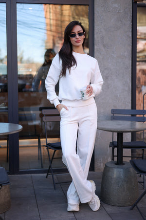 Ivory Sweatshirt & Palazzo Set