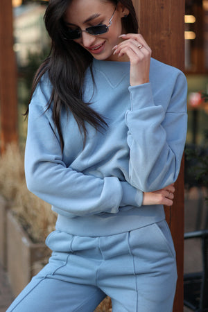 Blue Sweatshirt & Palazzo Set