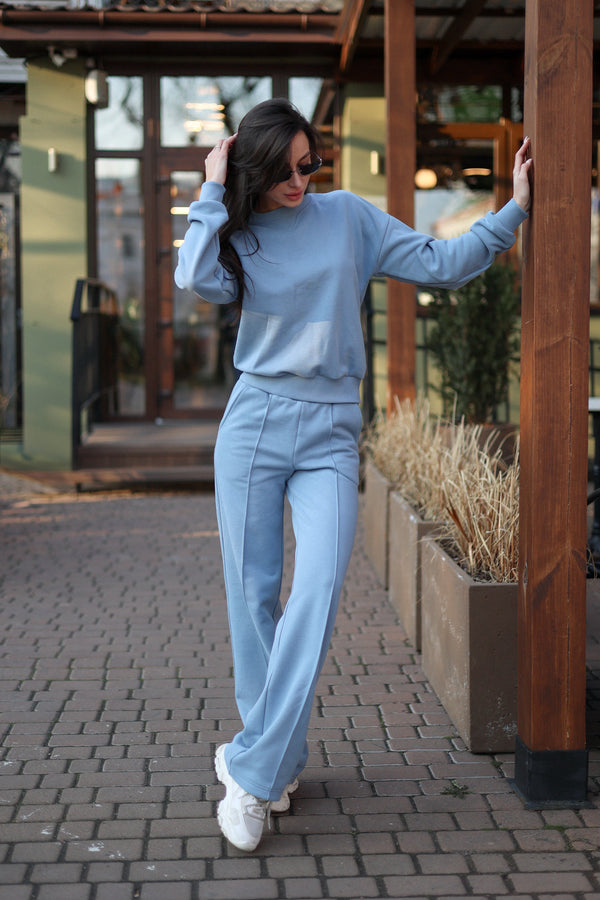 Blue Sweatshirt & Palazzo Set