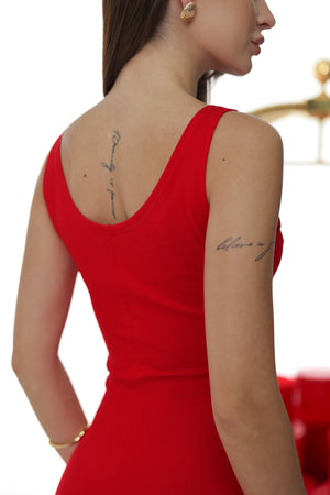 Midi cotton dress Felice (red)