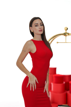 Midi cotton dress Felice (red)