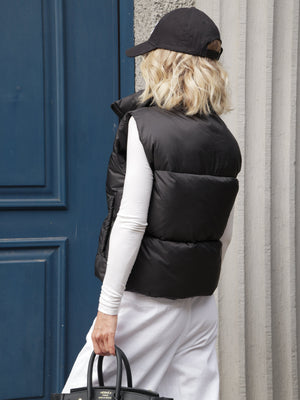 Quilted Puffer Vest - Black