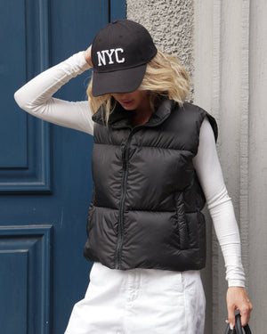 Quilted Puffer Vest - Black