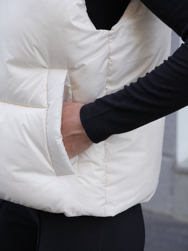 Quilted Puffer Vest - Ivory