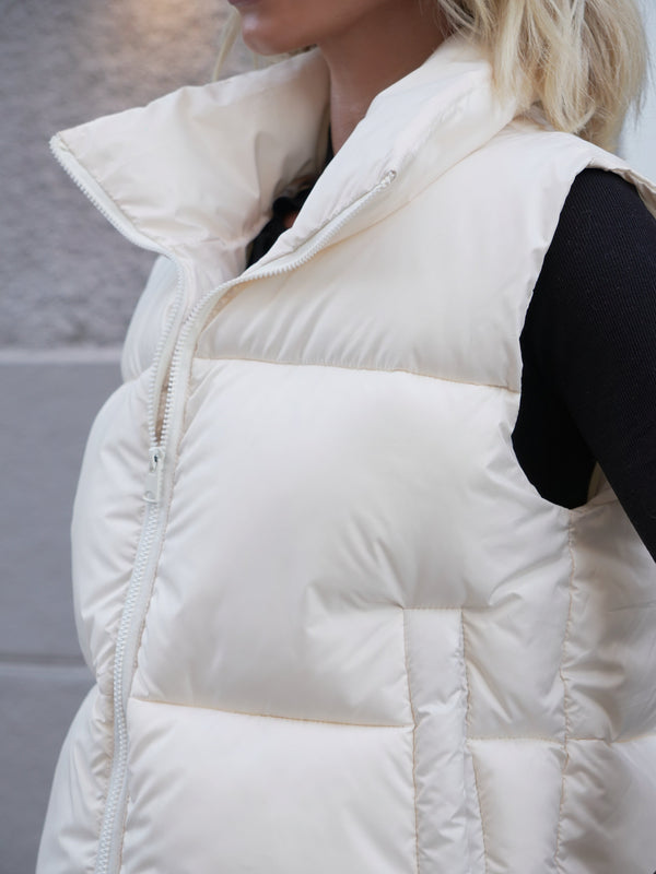 Quilted Puffer Vest - Ivory