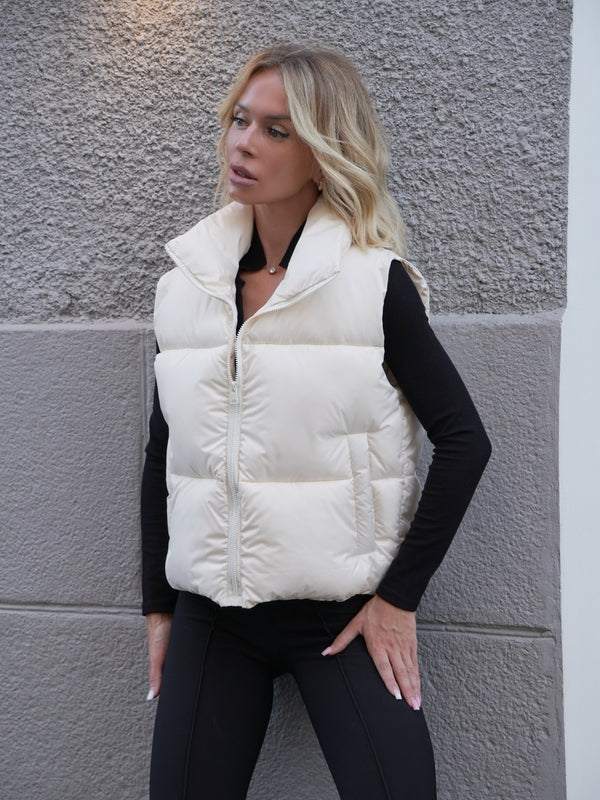 Quilted Puffer Vest - Ivory