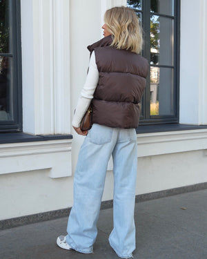 Quilted Puffer Vest - Chocolate