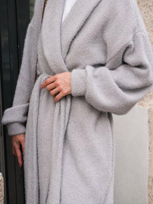 Long Cardigan Angora Wool Gray