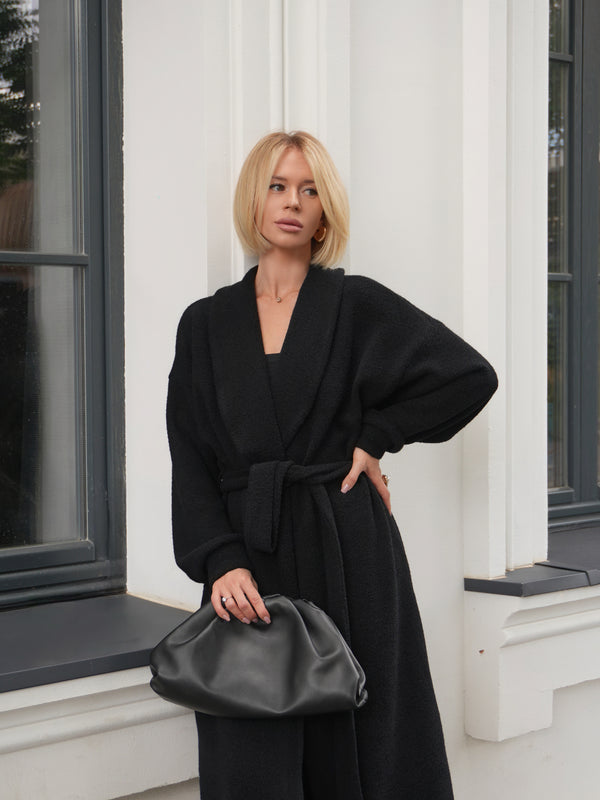 Long Cardigan Angora Wool Black
