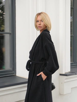Long Cardigan Angora Wool Black