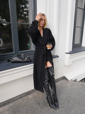 Long Cardigan Angora Wool Black
