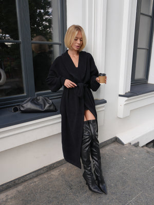 Long Cardigan Angora Wool Black