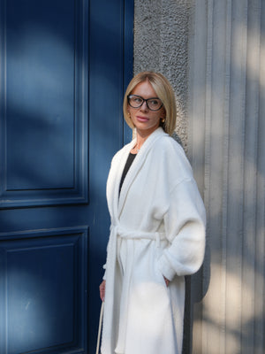 Long Cardigan Angora Wool Milk