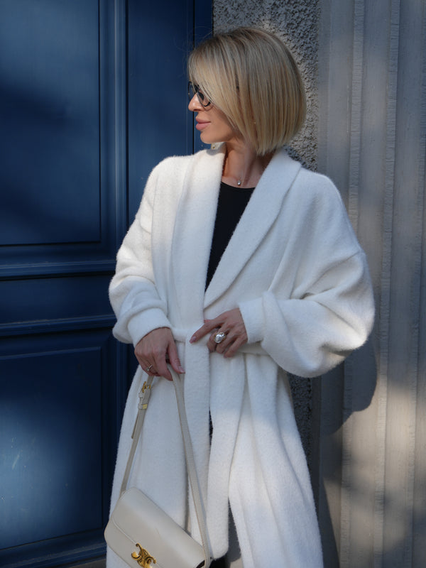 Long Cardigan Angora Wool Milk