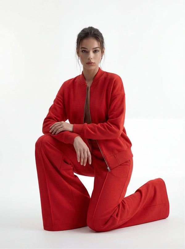 Red Bomber & Palazzo Set