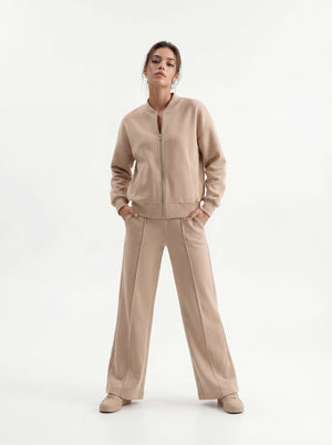 Beige Bomber & Palazzo Set