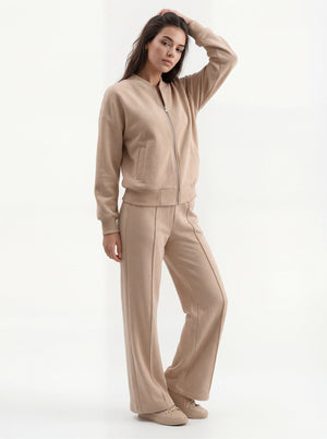 Beige Bomber & Palazzo Set