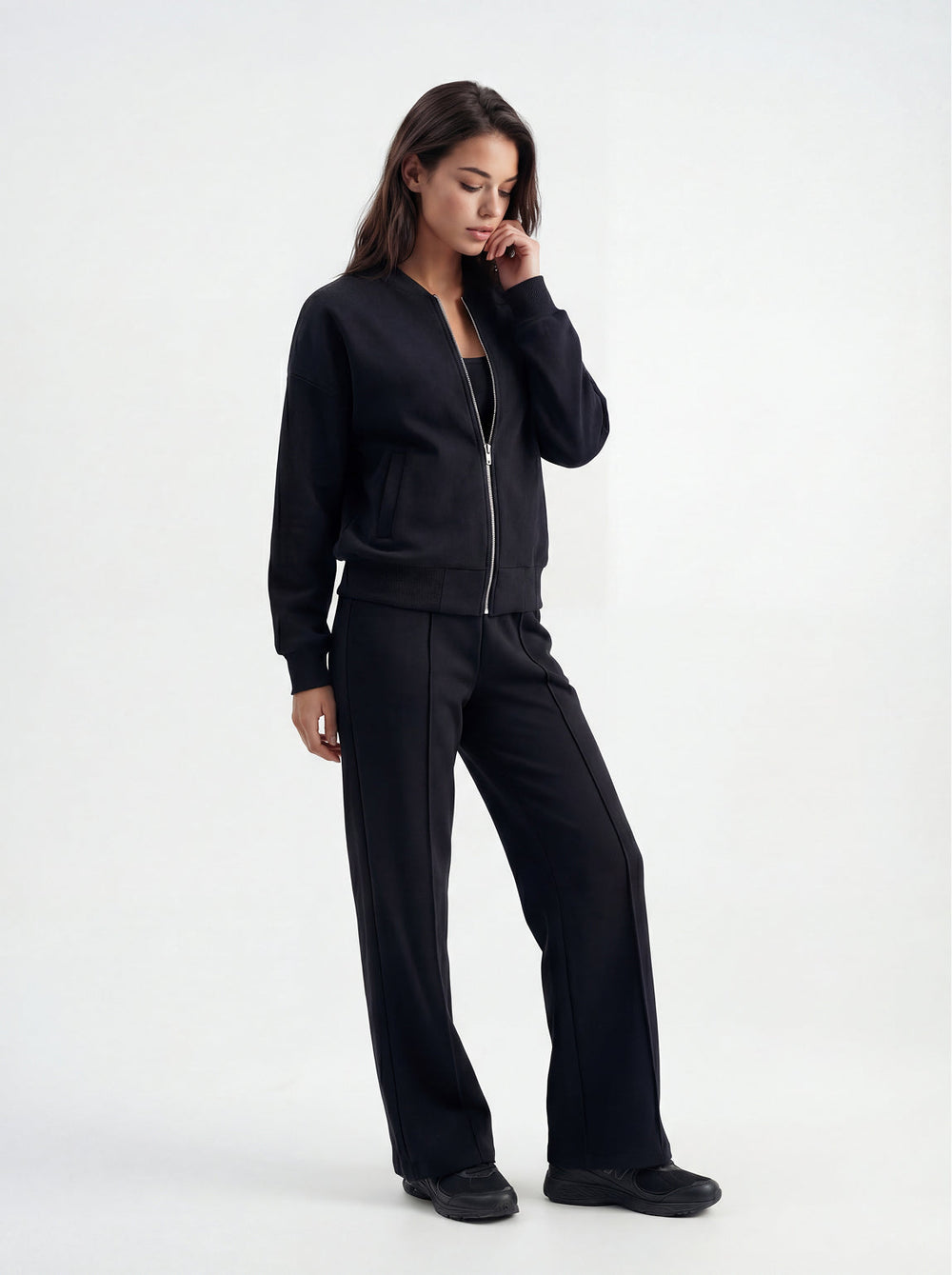 Black Bomber & Palazzo Set