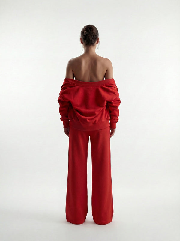 Red Bomber & Palazzo Set