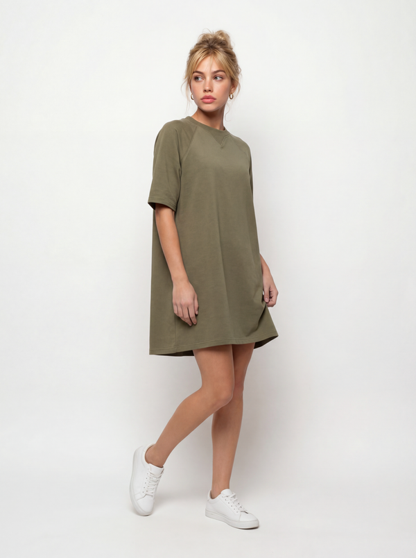 Lea olive T-shirt Dress