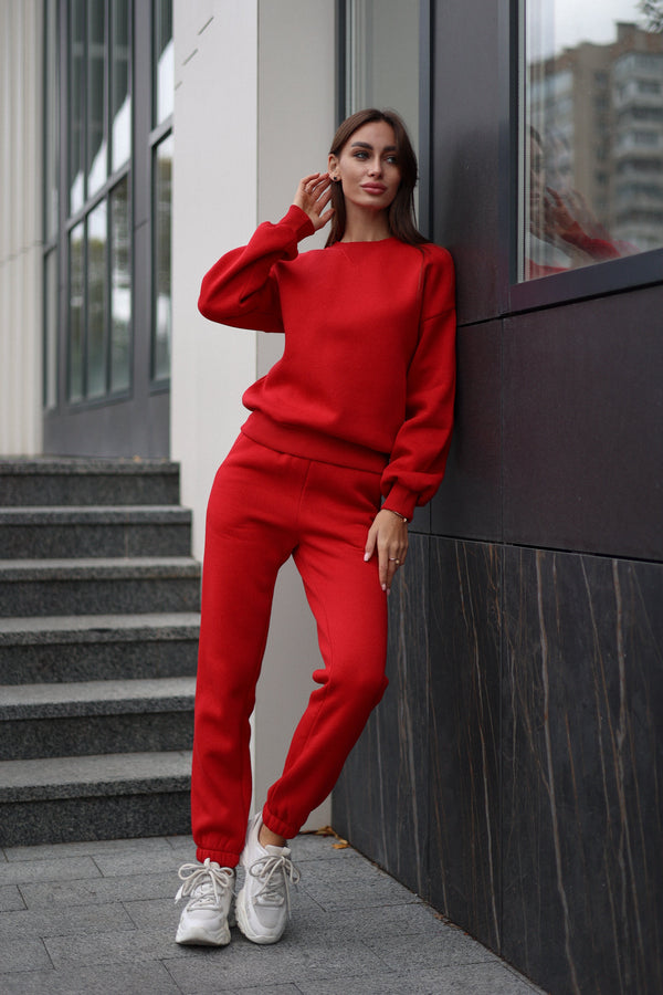 Red Sweatshirt & Jogger Set