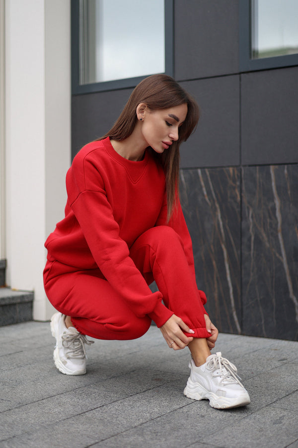 Red Sweatshirt & Jogger Set