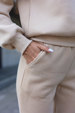 Beige Sweatshirt & Jogger Set