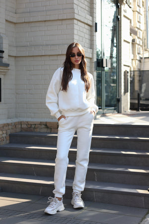 Ivory Sweatshirt & Jogger Set