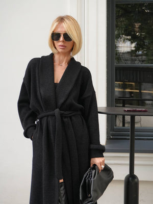 Long Cardigan Angora Wool Black