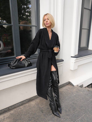 Long Cardigan Angora Wool Black
