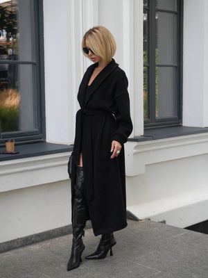 Long Cardigan Angora Wool Black
